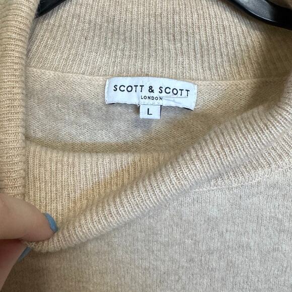 Scott And Scott London Bobble Sleeve Cashmere Sweater Turtleneck Beige Size Larg - Picture 9 of 12